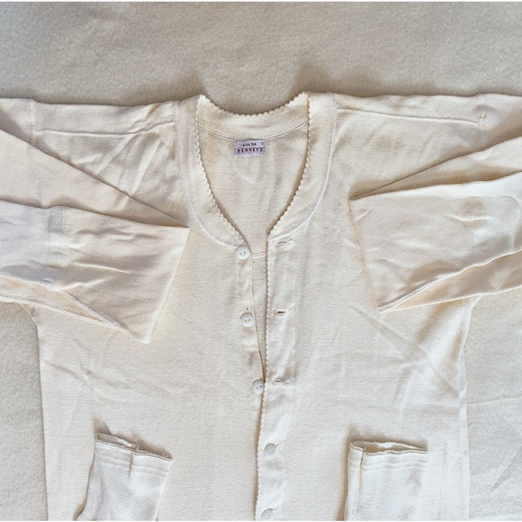 Button front onzie long John one piece suit in creme vintage men’s size XL - Picture 4 of 9
